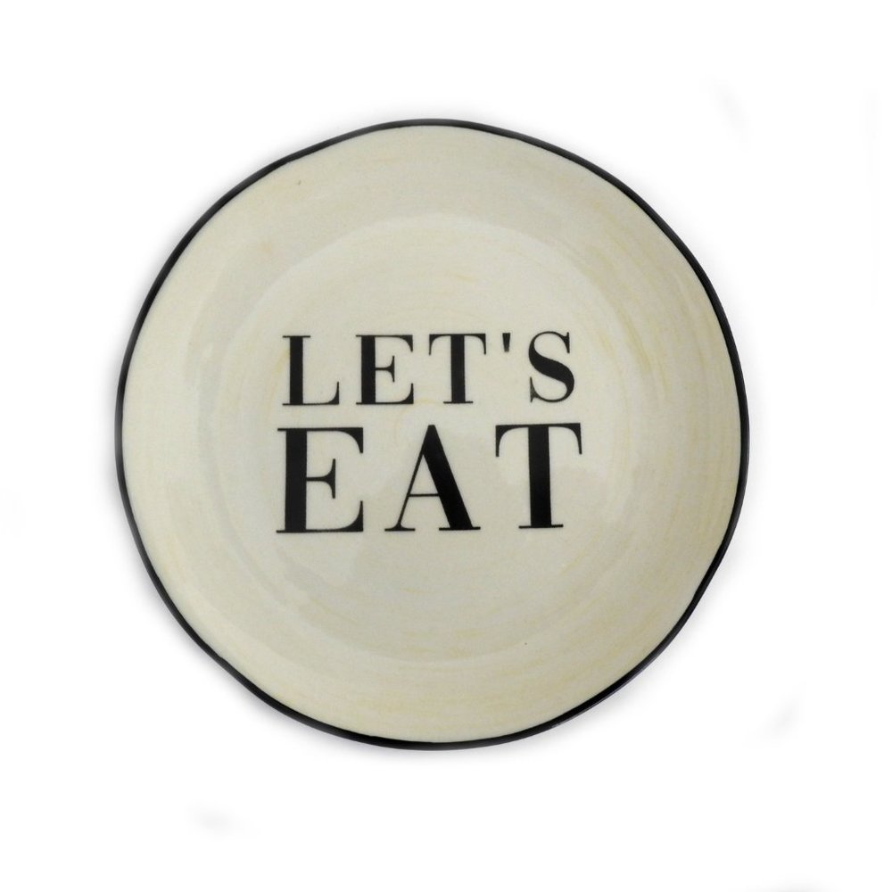 New Paper Destiny Pottery Salad or Snack Plate Let's Eat Design